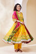 Yellow Cotton Anarkali Suit Set image number 5