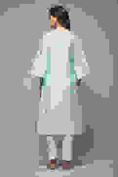 Blue Viscose Straight Printed Kurta image number 2