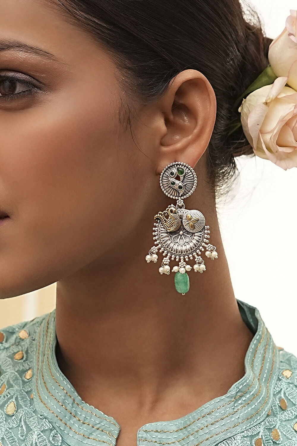 Green Stone Earrings image number 1