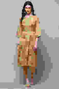 Beige Polyester Straight Kurta image number 5