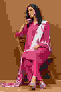 Pink Modal Bandhani Printed A-Line Suit Set image number 6