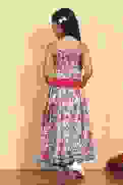 White Viscose Rayon Flared Printed Lehenga Set image number 4