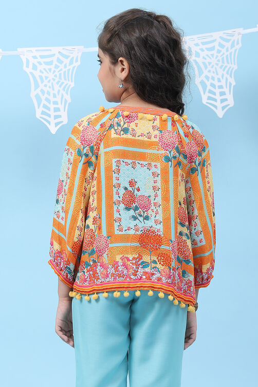 Orange Rayon Printed Top image number 4