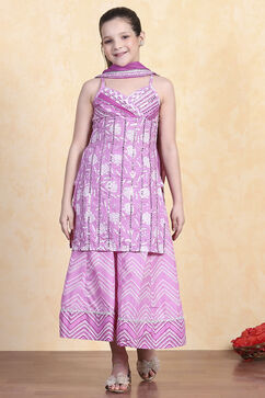 Pink Cotton Straight Suit Set image number 6
