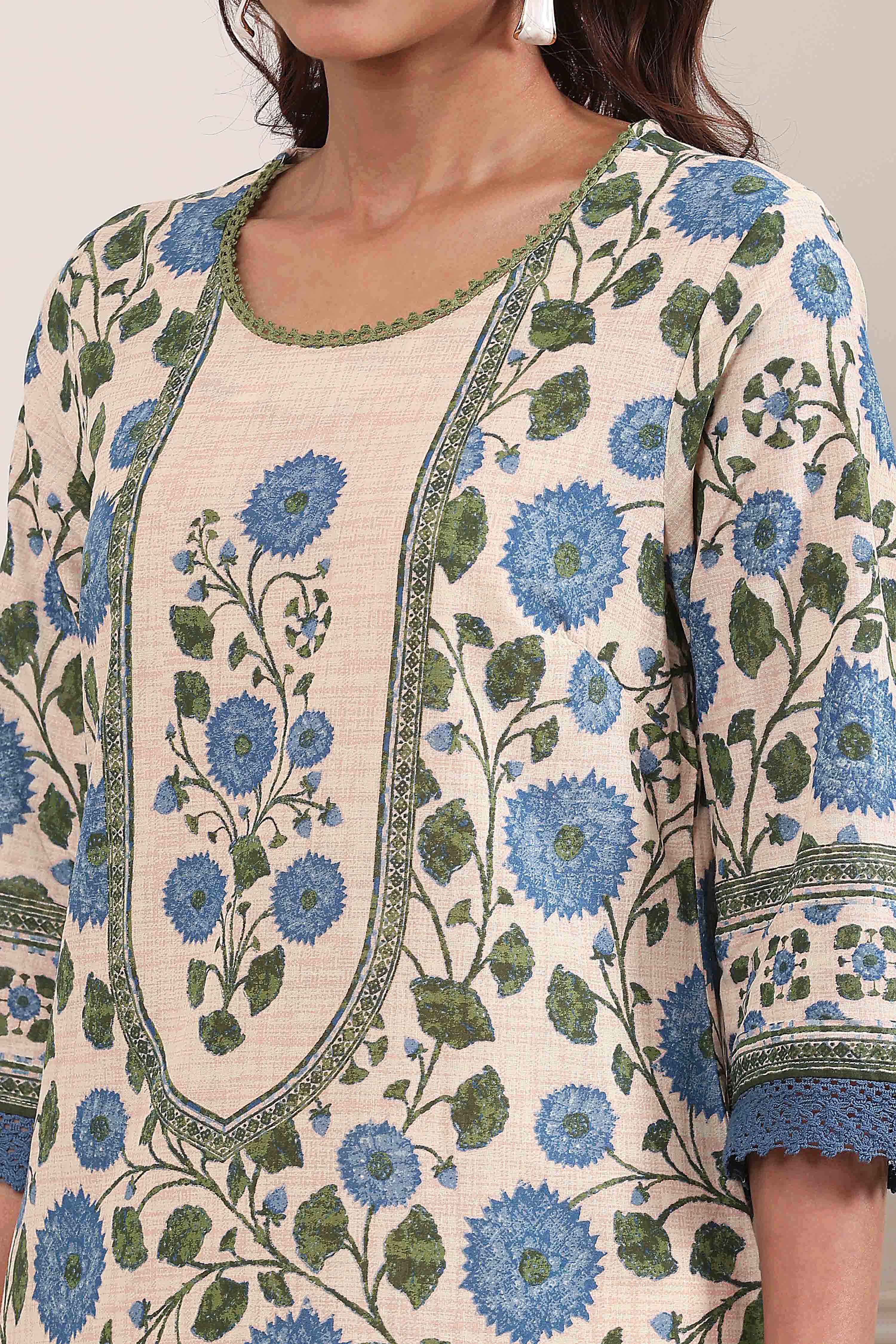 Blue Cotton Straight Kurta image number 1