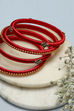 Red Plastic & Thread Bangles image number 1