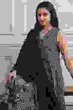 Black Cotton Printed Anarkali Suit Set image number 7