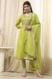Blue Poly Chanderi Fitted Suit Set image number 5