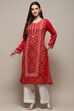 Pink Poly Cotton Straight Yarndyed Kurta