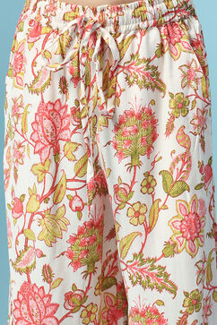 Off White & Red Rayon Printed Sleepwear image number 2