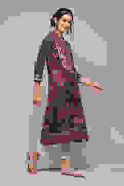 Teal LIVA Straight Printed Kurta image number 3