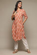 Orange Rayon Straight Printed Kurta image number 2