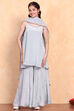 Pastel Blue Polyester A-line Suit Set image number 6