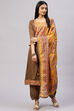 Brown Cotton Blend Digital Print Unstitched Suit Set image number 0