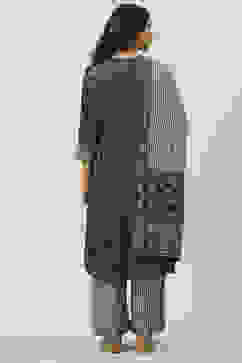 Black Viscose A-Line Kurta Palazzo Suit Set image number 4