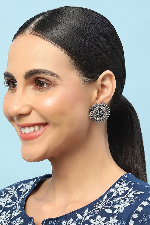 Navy Blue Brass earrings image number 3