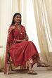 Rust Cotton Yarn-Dyed Kalidar Suit Set image number 0