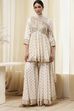 Ivory Georgette Embroidered Peplum Suit Set image number 7