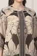 Beige & Black Poly Georgette Floral Kurta image number 1