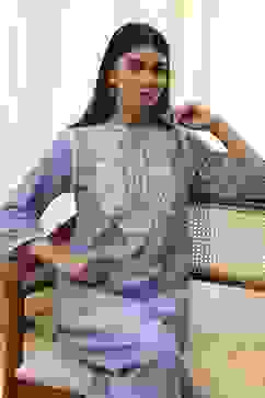 Dull Blue Cotton Straight Co-ord Set image number 7