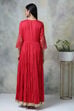 Red Cotton Fusion Wear Dress image number 6