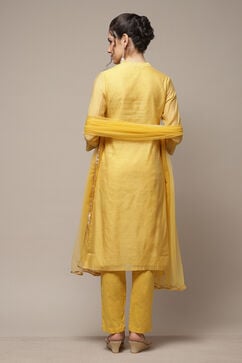 Yellow Cotton Blend Straight Kurta Suit Set image number 2
