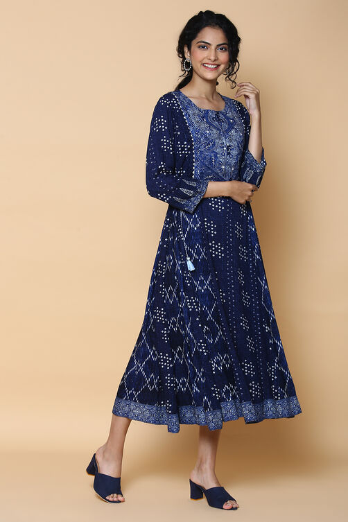 Indigo Rayon Printed Dress image number 5