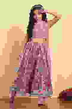 Pink Viscose Short Top Lehenga Set image number 6