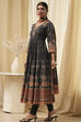 Ecru Cotton Printed Anarkali Suit Set image number 3