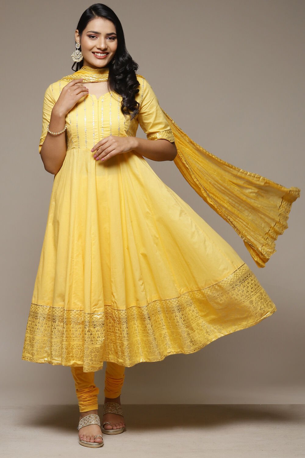 Biba yellow anarkali clearance