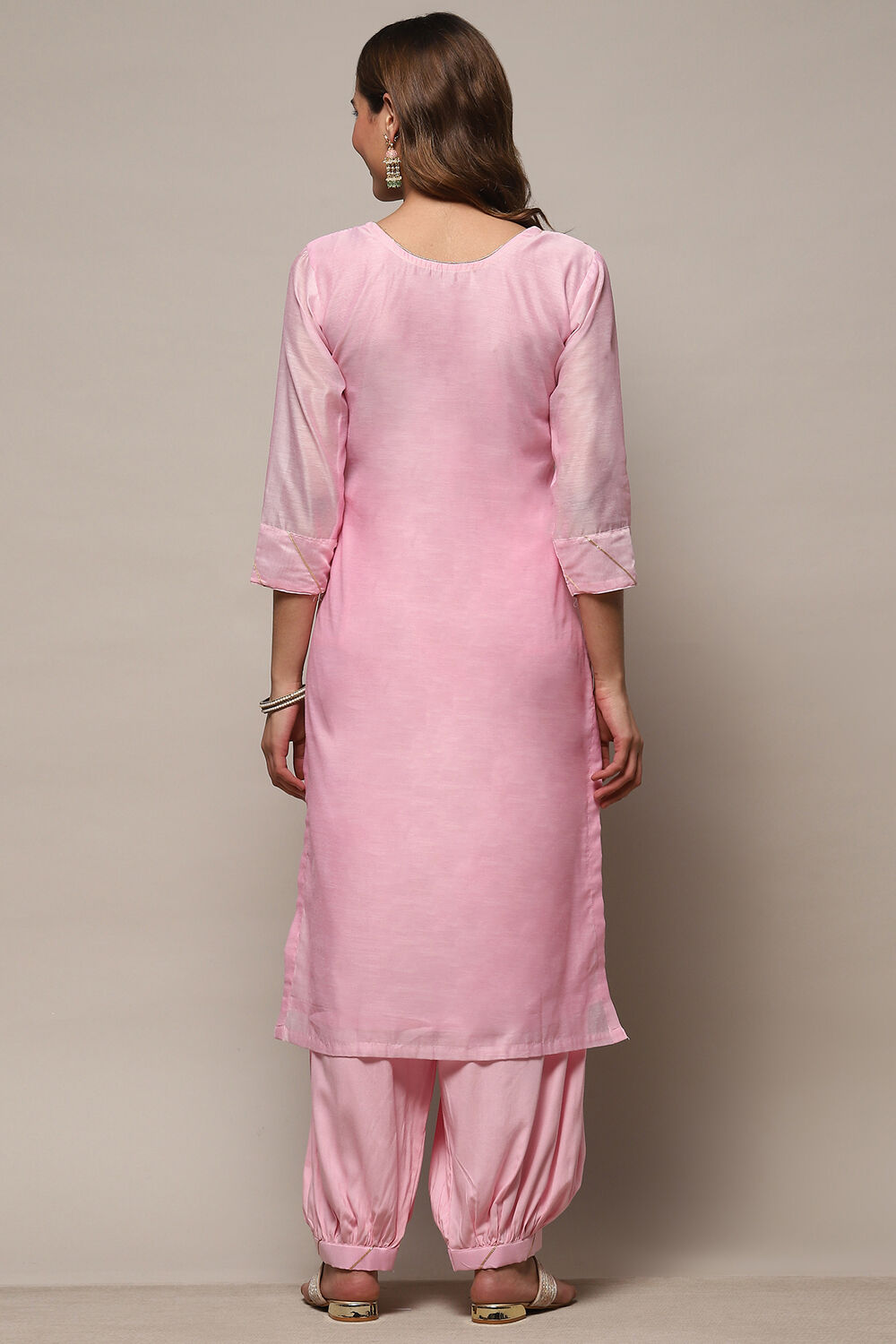Pink Modal Unstitched Suit Set image number 6