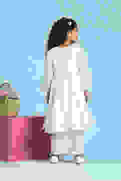 White Cotton Solid Anarkali Suit Set image number 4