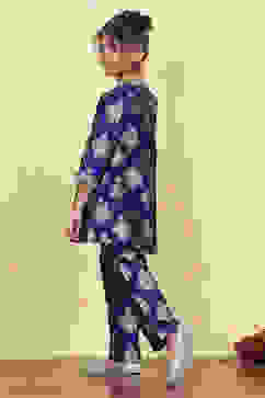 Purple Polyester Textured Flared Kurta Pants Set image number 4