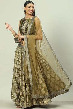 Mehndi Art Silk Lehenga Set image number 0