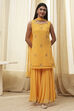 Ochre Yellow Embroidered Straight Suit Set image number 6
