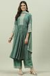 Sage Green Rayon Gathered Kurta Palazzo Suit Set image number 6