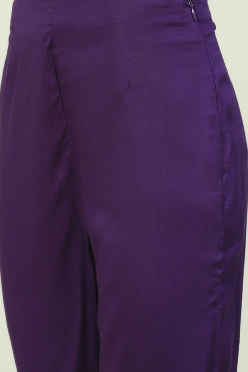 Buy Violet LIVA Straight Kurta Slim Pant Suit Set for INR2579.40 |Biba ...