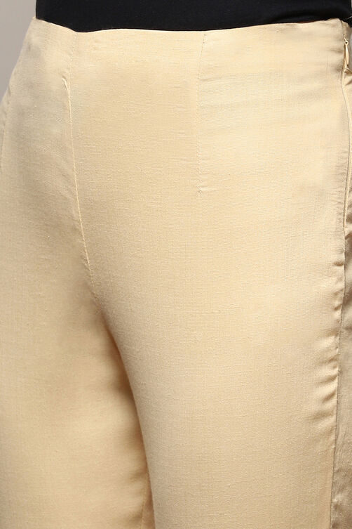 Beige Viscose Blend Pants image number 1