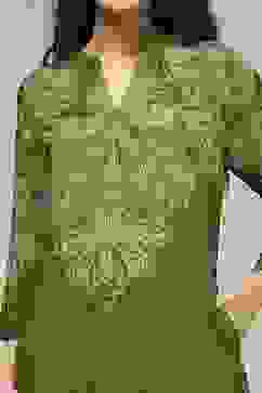 Olive Green Printed Straight Kurta image number 1