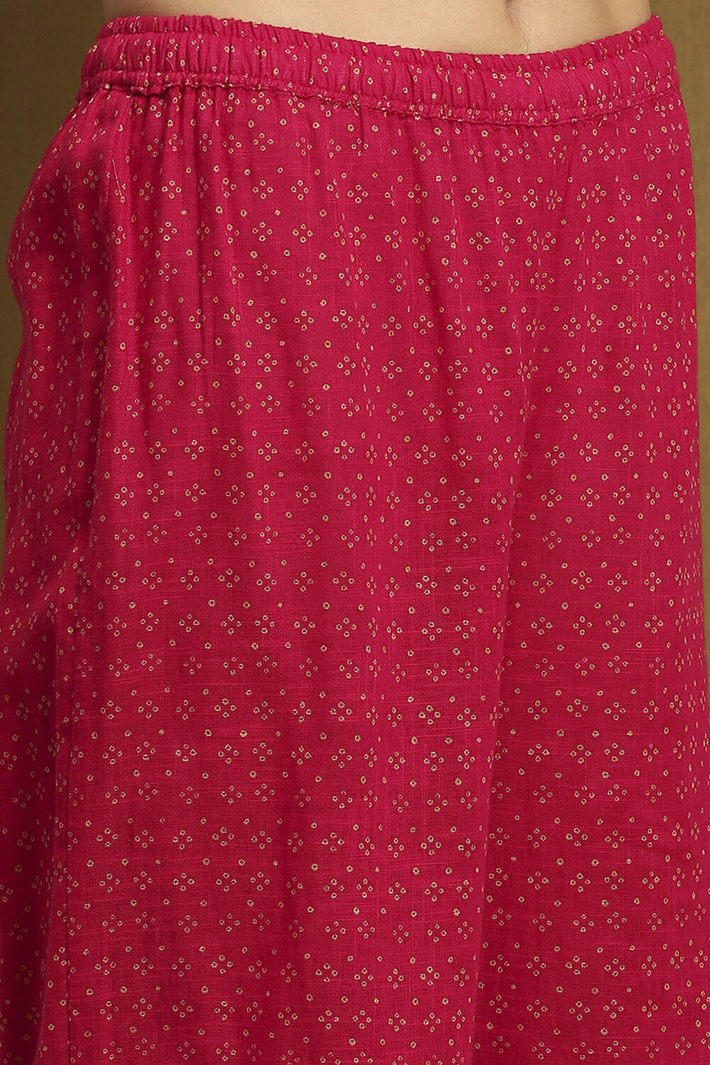 Fuchsia Cotton Printed A-Line Kurta Set image number 2