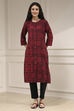 Maroon Cotton Ikat Straight Kurta image number 5
