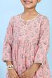 Peach Cotton Printed Gathered Suit Set image number 1