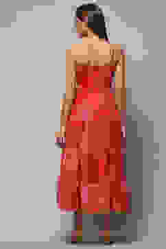 Coral Polyester Tiered Dress image number 3
