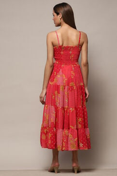 Coral Polyester Tiered Dress image number 3