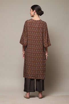 Brown Art Silk Straight Kurta Palazzo Suit Set image number 4