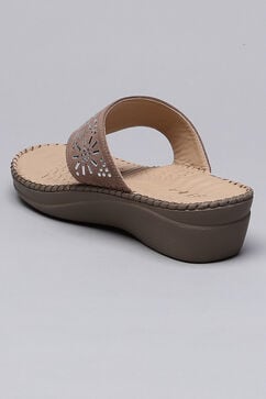 Cream Synthetic Suede Sandals image number 4