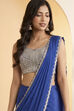 Cobalt Blue Poly Lurex Gathered Saree image number 1