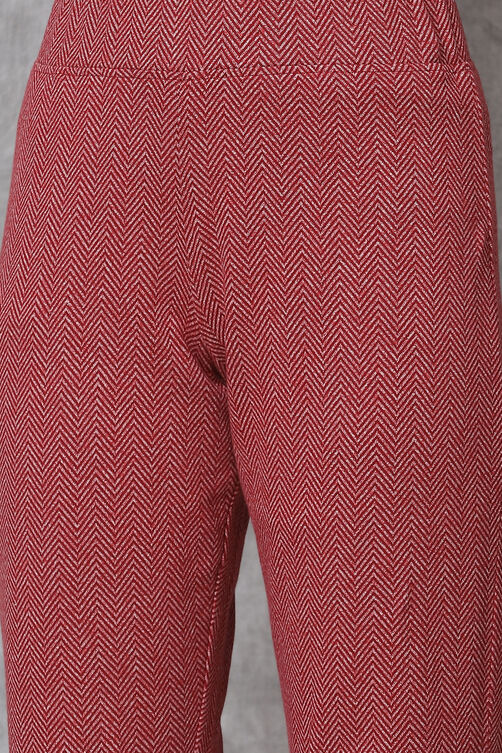 Maroon Straight Cotton Pants image number 1