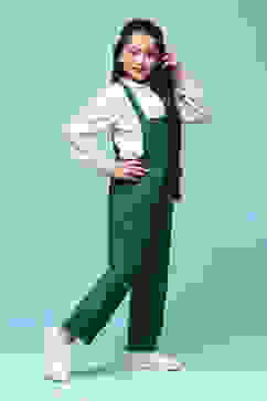 Green Cotton Solid Jumpsuit image number 3