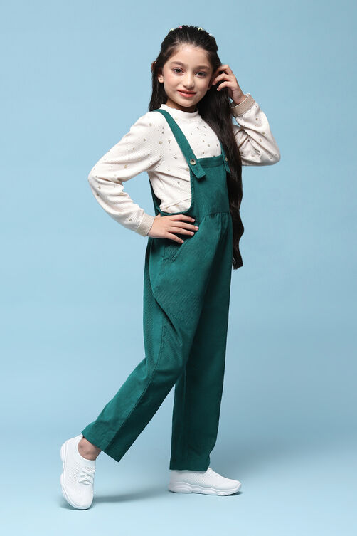 Green Cotton Solid Jumpsuit image number 3